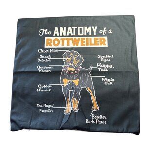 Rottweiler Pillow Cover The Anatomy 18"x18" Black & White NWOT